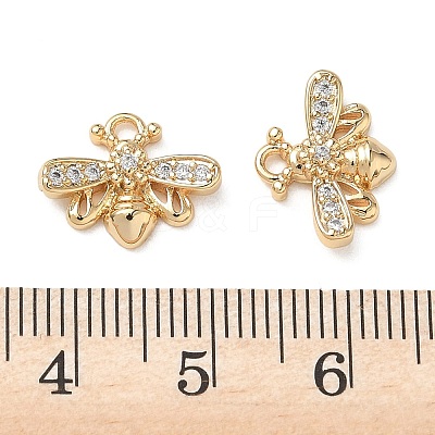 Brass Micro Pave Clear Cubic Zirconia Charms KK-D261-14G-1
