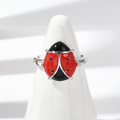 Brass Enamel Cuff Rings for Women RJEW-A059-03P-1