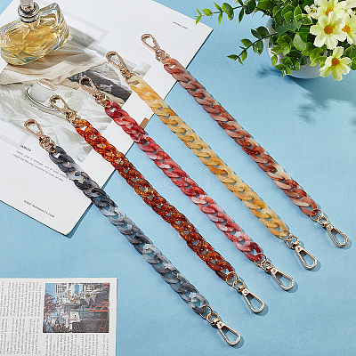 5Pcs 5 Colors Acrylic Curb Chain Purse Extender Chains FIND-WR0007-21-1