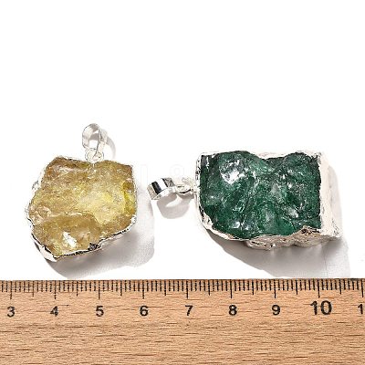Raw Rough Natural Dyed Quartz Crystal Pendants G-G895-05S-M-1