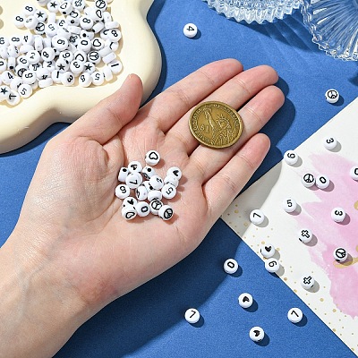 900Pcs 15 Styles White and Black Acrylic Beads SACR-YW0001-67-1