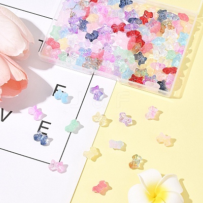 120Pcs 15 Colors Transparent Spray Paint Glass Beads GLAA-FS0002-12B-1