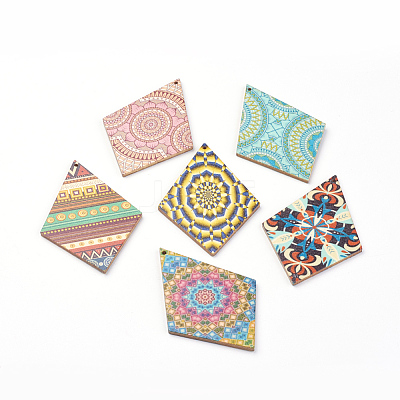 Printed Wooden Big Pendants X-WOOD-S037-100-1