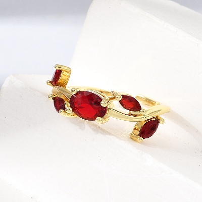 Brass Micro Pave Cubic Zirconia Cuff Open Rings CU-CBA108A-13G-05-1
