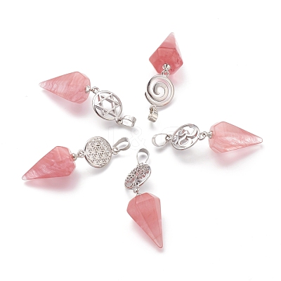 Cherry Quartz Glass Pendants G-O194-08-1
