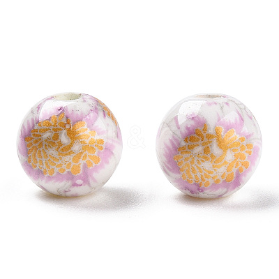 Handmade Printed Porcelain Beads LS-X-PORC-Q199-8mm-02-1