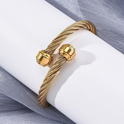 304 Stainless Steel Torque Bangles for Women BJEW-P310-23G-1