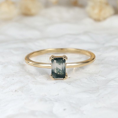 Brass and Moss Agate Finger Rings for Women FS-WGD1EDF-04-1