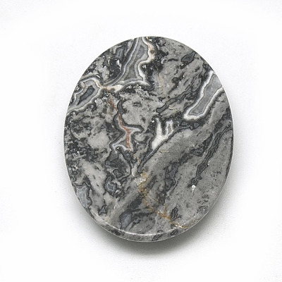 Natural Black Silk Stone/Netstone Cabochons G-R004-15A-1