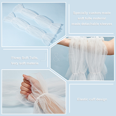 Polyester Detachable Long Mesh Sleeves AJEW-WH0270-354A-1