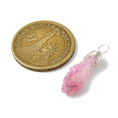 5Pcs Electroplated Natural Quartz Pendants PALLOY-JF03162-1