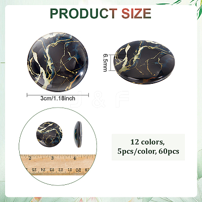 60Pcs 12 Colors Glass Cabochons GLAA-PH0004-62-1
