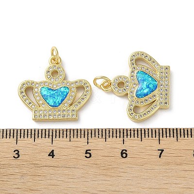 Brass Micro Pave Clear Cubic Zirconia Pendants KK-C045-01A-G-1