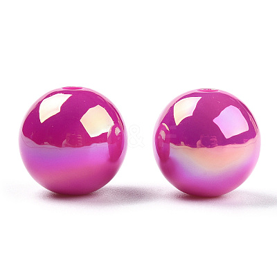 UV Plating Rainbow Iridescent Acrylic Beads PACR-D070-01M-1