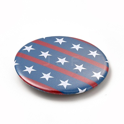 Independence Day Flat Round Tinplate Badge Pins JEWB-G021-01G-1