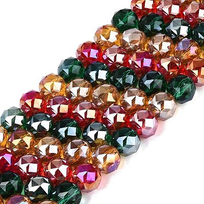 Electroplate Transparent Glass Beads Strands EGLA-Q135-8MM-C12-1