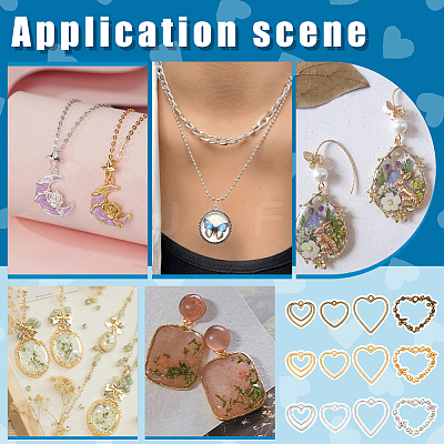 48Pcs 12 Styles Zinc Alloy Open Back Bezel Pendants FIND-PH0025-13-1