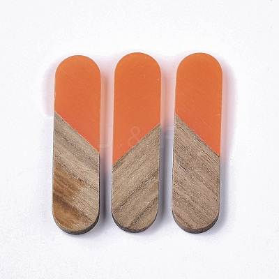Transparent Resin & Walnut Wood Cabochons RESI-Q210-014A-B03-1