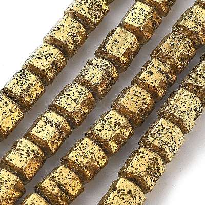 Electroplated Natural Lava Rock Beads Strands G-A251-A01-01H-1