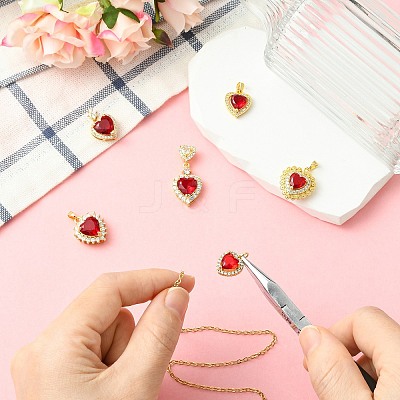 6Pcs 6 Styles Brass Pave Cubic Zirconia Pendants KK-CJ0003-85-1