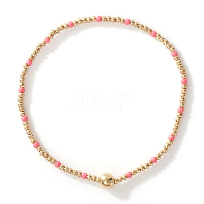 Glass Seed Beads & CCB Beads Stretch Bracelets TB4137-41-1