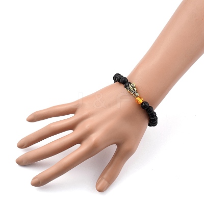 Men's Natural Howlite & Lava Rock Stretch Beaded Bracelets Sets BJEW-JB05429-1