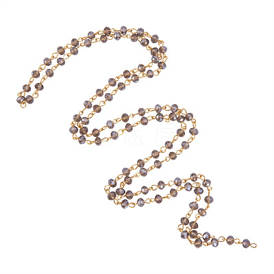 Handmade Rondelle Glass Beads Chains for Necklaces Bracelets Making X-AJEW-JB00037-05-1