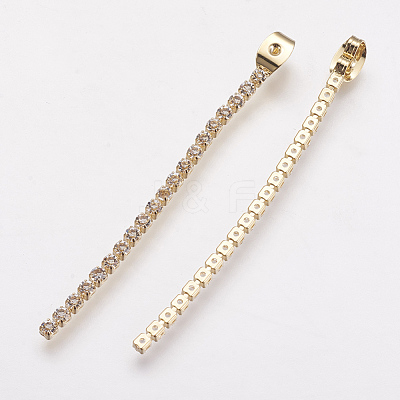 Brass Rhinestone Ear Nuts KK-F731-08G-1