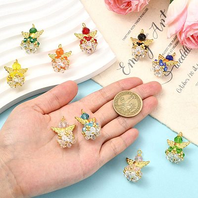 20Pcs 10 Colors Faceted Glass Pendants PALLOY-SZ00011-1