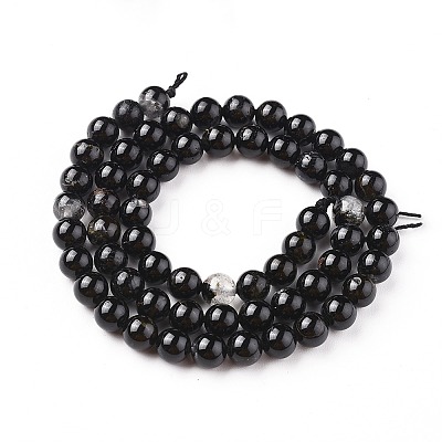 Natural Black Tourmaline Beads Strands G-F666-05-8mm-1