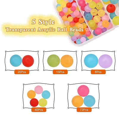 153 Pcs 5 Style Transparent Acrylic Ball Beads FACR-YW0001-03-1
