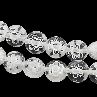 Handmade Millefiori Glass Flat Round Bead Strands LK-P010-05-1