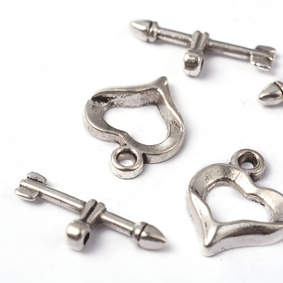 Tibetan Style Alloy Heart Toggle Clasps X-LF1109Y-1