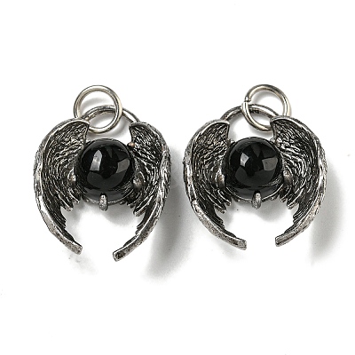 Bat Natural Obsidian Pendants G-F766-03AS-05-1