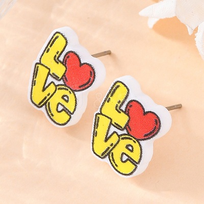 Wood Stud Earrings EJEW-M063-01B-1