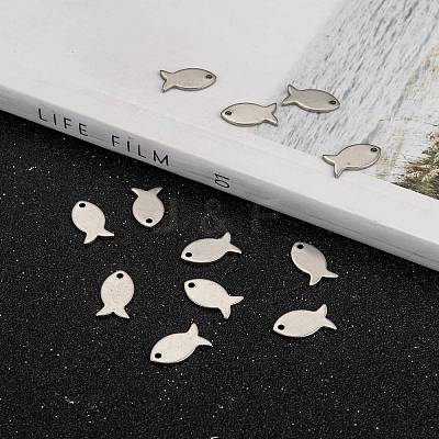Tarnish Resistant 304 Stainless Steel Fish Charms LS-STAS-M037-08-1