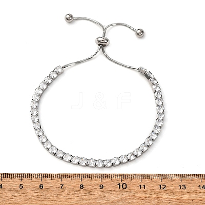 304 Stainless Steel with Clear Cubic Zirconia Link Chain Bracelets BJEW-G754-03P-03-1
