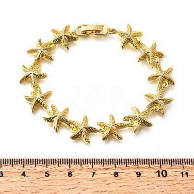 Summer Beach Brass Starfish Link Chain Bracelets LS-BJEW-C118-04G-1