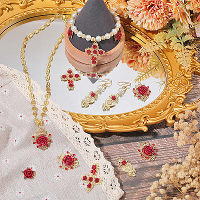 24Pcs 4 Styles Alloy Rhinestone Pendants FIND-SC0005-71-1