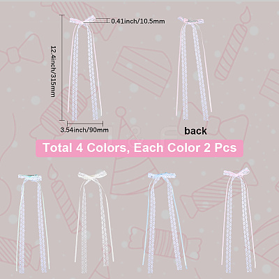 8Pcs 4 Colors Lace Bowknot Polyester Alligator Hair Clips PHAR-CY0001-01-1