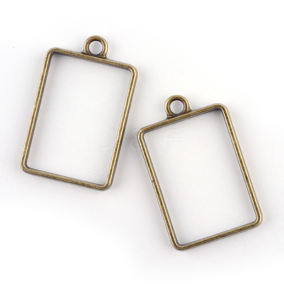 Rack Plating Alloy Rectangle Open Back Bezel Pendants PALLOY-S047-28F-FF-1