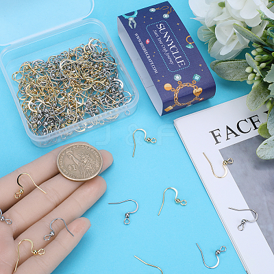 160Pcs 2 Colors 304 Stainless Steel Flat Earring Hooks STAS-SC0006-77-1