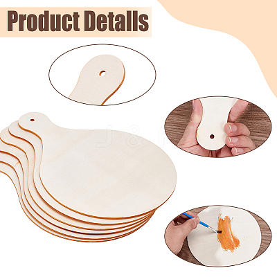 8Pcs Unfinished Wood Paddle Chopping Board with Handle DIY-AR0005-17-1