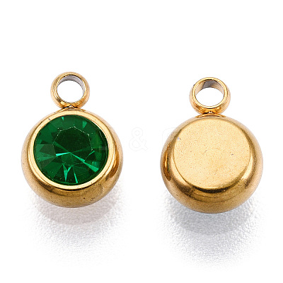PVD Vacuum Plating 201 Stainless Steel Rhinestone Charms STAS-S068-03G-1