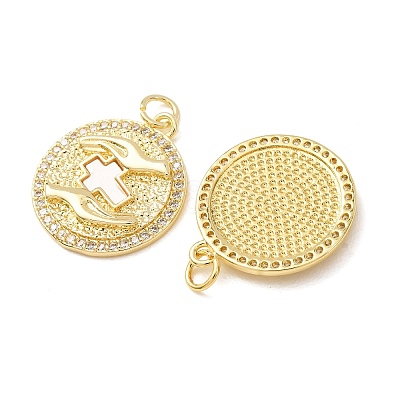 Brass Micro Pave Clear Cubic Zirconia Pendants KK-CBADE12-02C-G-1