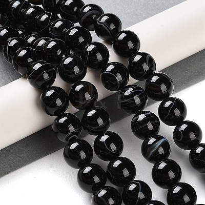 Natural Striped Agate/Banded Agate Beads Strands G-Z060-A01-C08-1