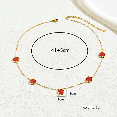 Golden 201 Stainless Steel Flower Pendant Necklace for Women WB0068-2-1