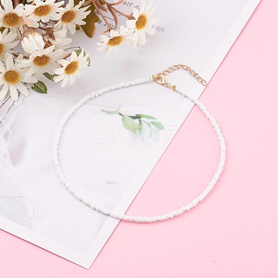 Round Opaque Colours Glass Seed Beaded Necklaces NJEW-JN03362-04-1