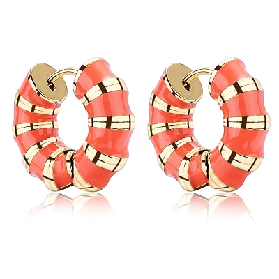 Enamel Striped Thick Hoop Earrings JE1110F-1