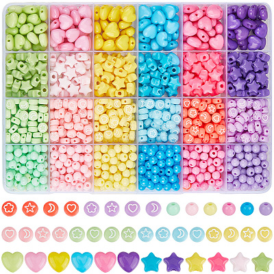 1140Pcs 24 Colors Opaque Acrylic Beads Sets SACR-PA0001-27-1